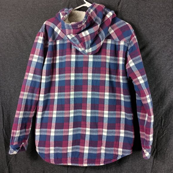 Boston Traders Sherpa Flannel Shacket Womens L Plaid Hooded Gorpcore Cabincore - Picture 4 of 7